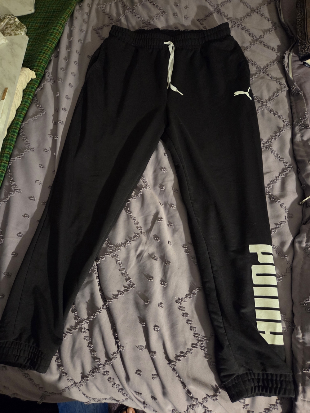 Puma Black Joggers with White Logo and Side Script